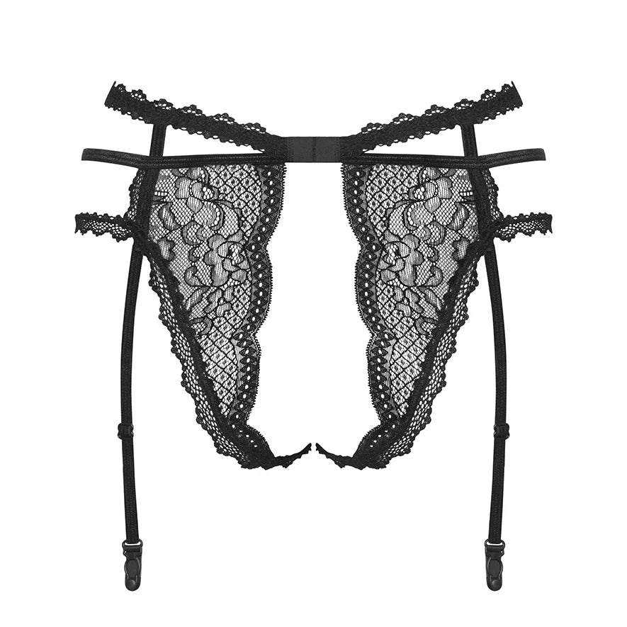 Obsessive Pearlove Open Crotch Lace Garter Panty-3