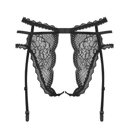 Obsessive Pearlove Open Crotch Lace Garter Panty-3