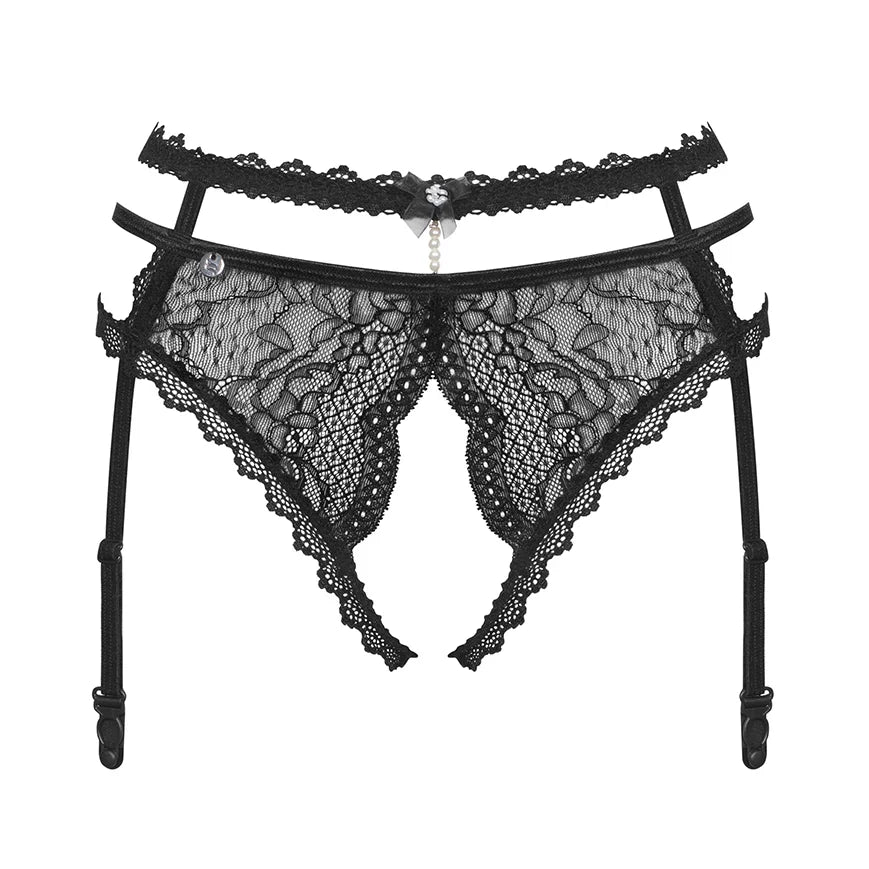 Obsessive Pearlove Open Crotch Lace Garter Panty-2