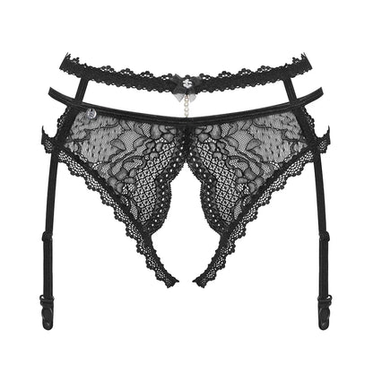 Obsessive Pearlove Open Crotch Lace Garter Panty-2